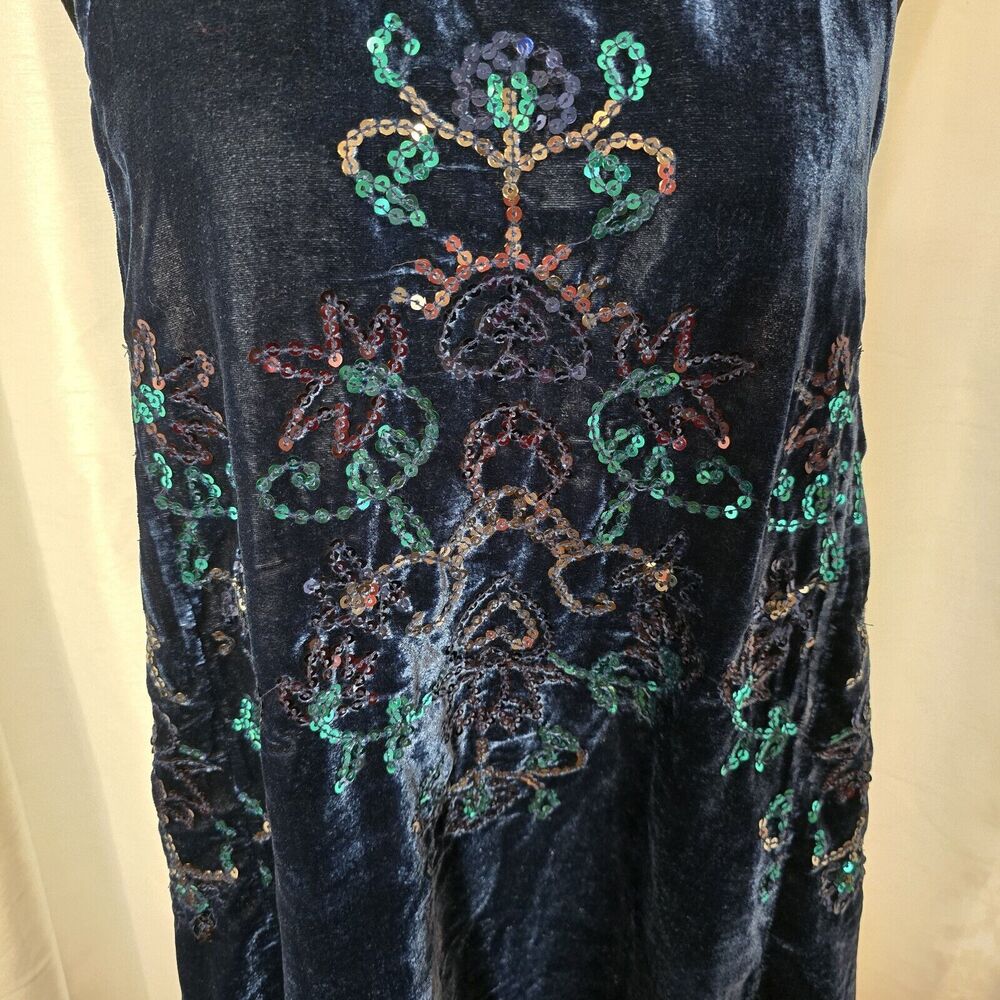 Free People Jill Velvet Sequin Swing Mini Dress Medium Womens Blue Party Dress - Picture 11 of 12